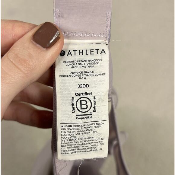Athleta Size 32DD Advanced Racerback Adjustable Bra High Impact Lilac Lavender - Picture 5 of 7